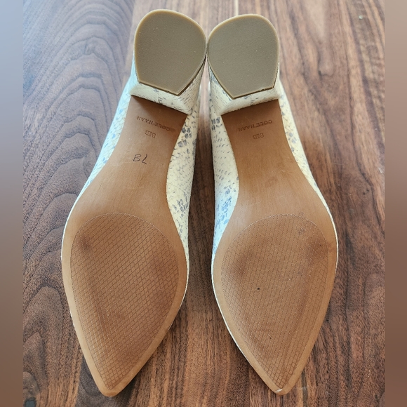 Cole Haan | Karena Chalk Python Print Leather Block Heel Pump - Picture 7 of 8